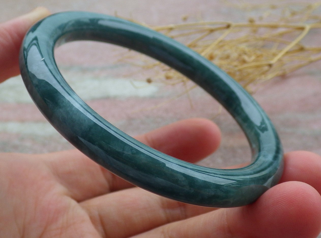 Certified Icy Green Burma 100% Natural A JADE Jadeite Circle Bangle Bracelet 56 mm 手镯 638773  TN