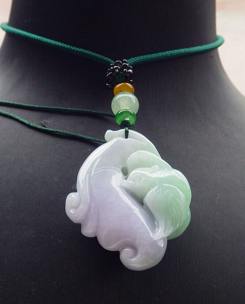 Certified Natural store A Jade Jadeite Phoenix Flower Pendant Necklace 717868